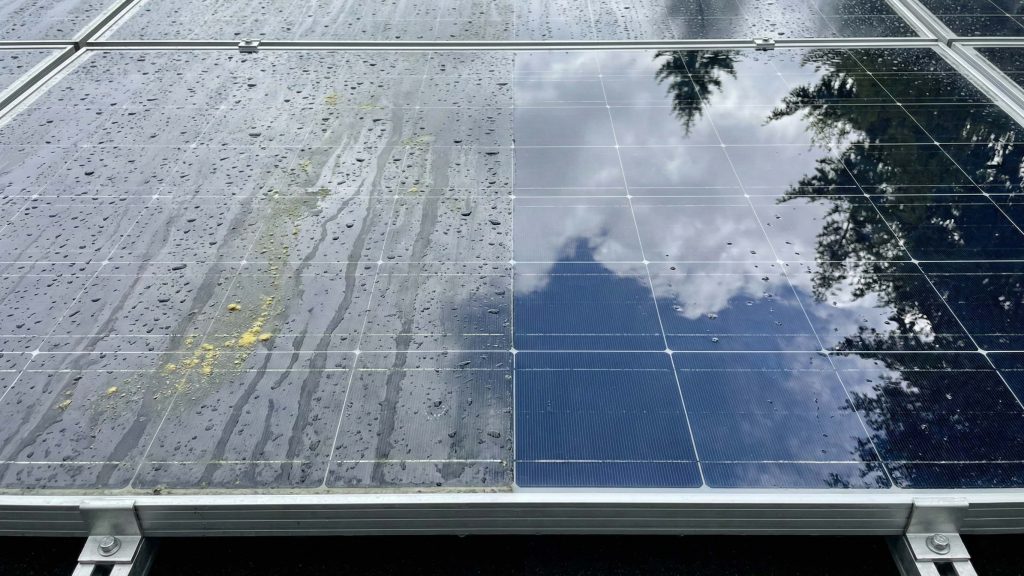 A side-by-side comparison of a solar panel
