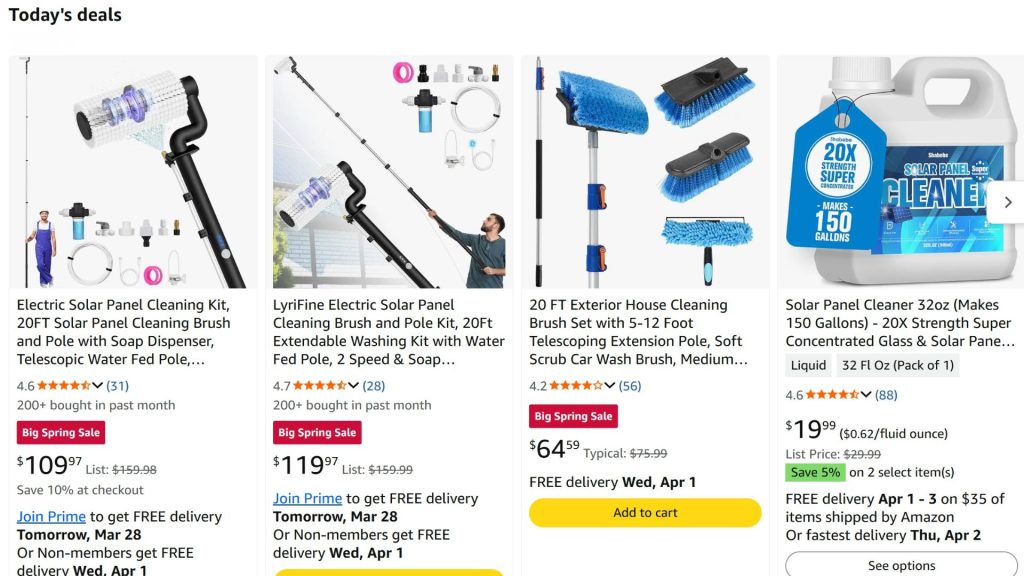 Electric Spinning Solar Brushes on Amazon